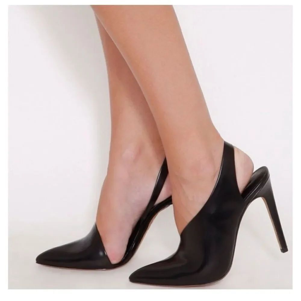 Alexander Wang Women’s Edie Slingback Heels Black Leather Pumps